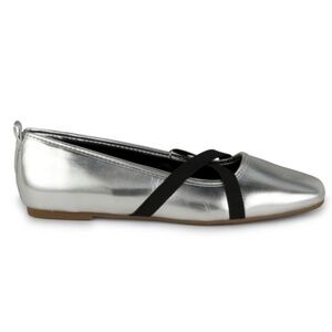 RACHEL Rachel Roy Calm Square Toe Silver Black Ballet Flats Size 11 LIKE NEW